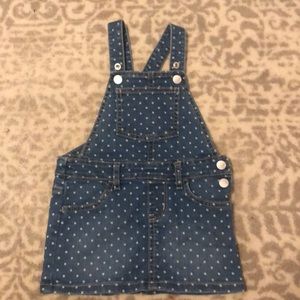 Denim polka dot bib dress